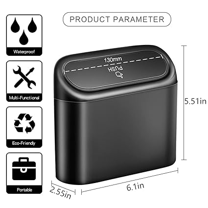 Car Portable Trash Can Garbage Hanging Container Dustbin Organizer