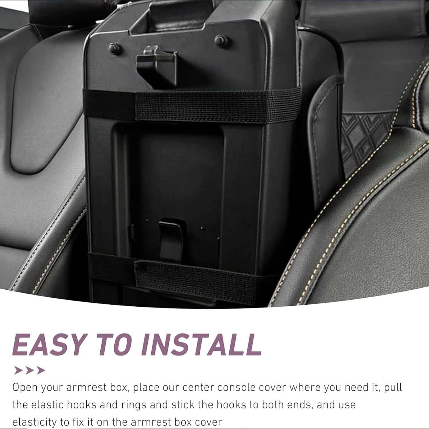 Assafco car Armrest Box Cover with Cup Holder & Phone Holder, Waterproof Leather Arm Rest Protector Cushion