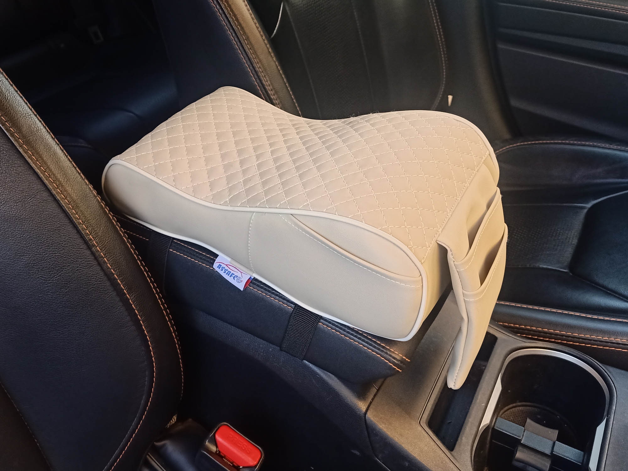 وسادة مسند ذراع السيارة المصنوعة من الجلد من عسافكو  بتصميم مربع من الإسفنج