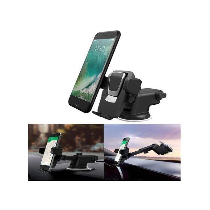 Car Mount Adjustable Mobile Phone Holder - Black
