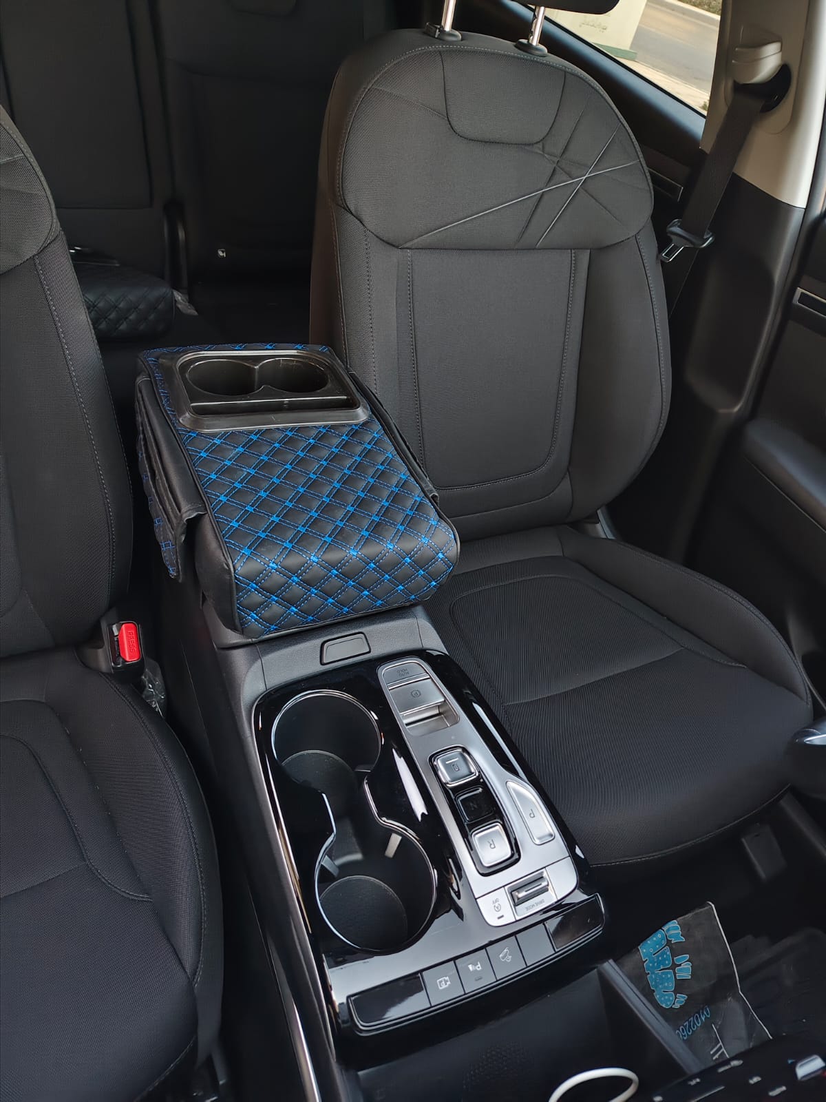 5-in-1 Universal Car Center Console Cover with Cup Holder, Upgrade Armrest Cushion for Car with Side Storage, PVC Leather Armrest Cover Pad with Phone Slot & Tissue Holder