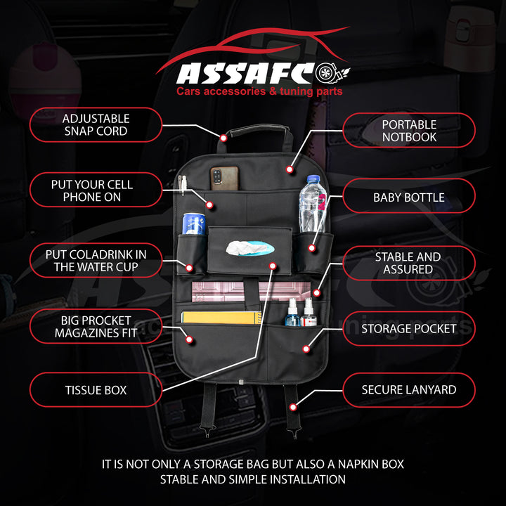 ASSAFCO Leather Car Backseat Organizer