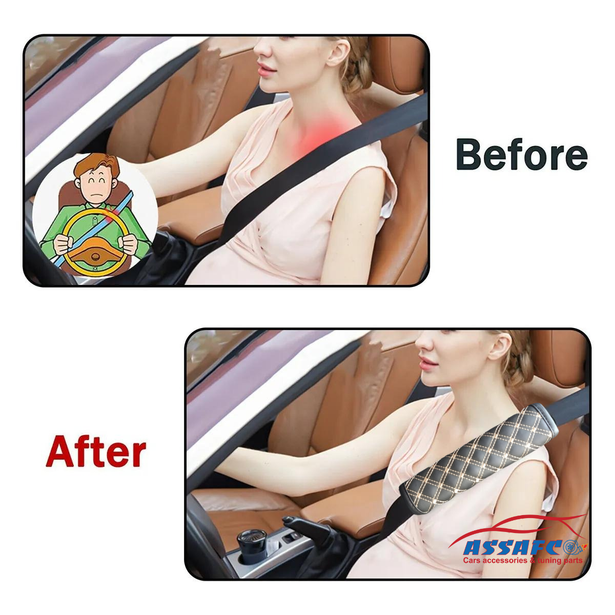 2Pack Car Leather Seat Belt Cover Shoulder Pad Protector winne style