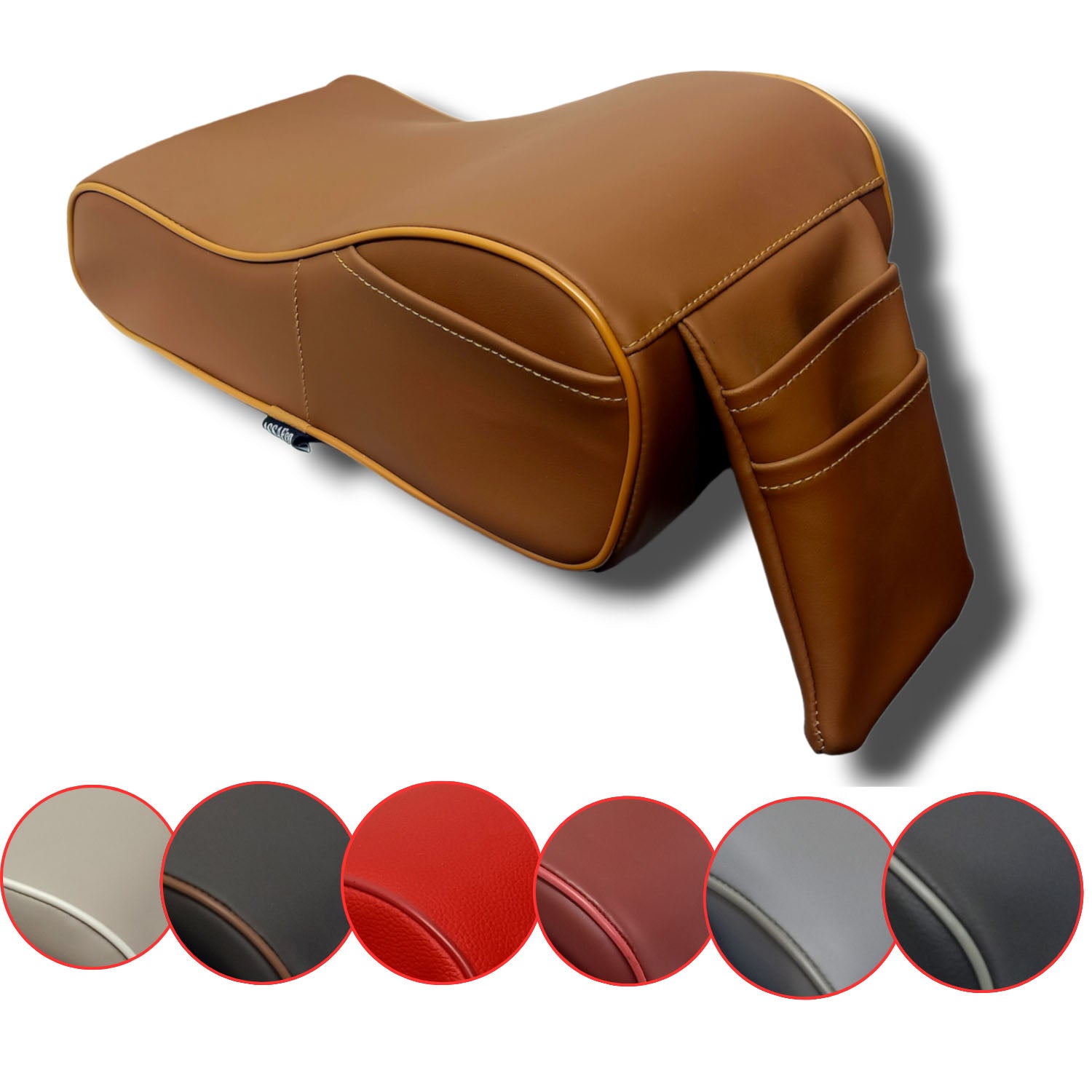 Assafco Colored Leather Car Foam Armrest Cushion