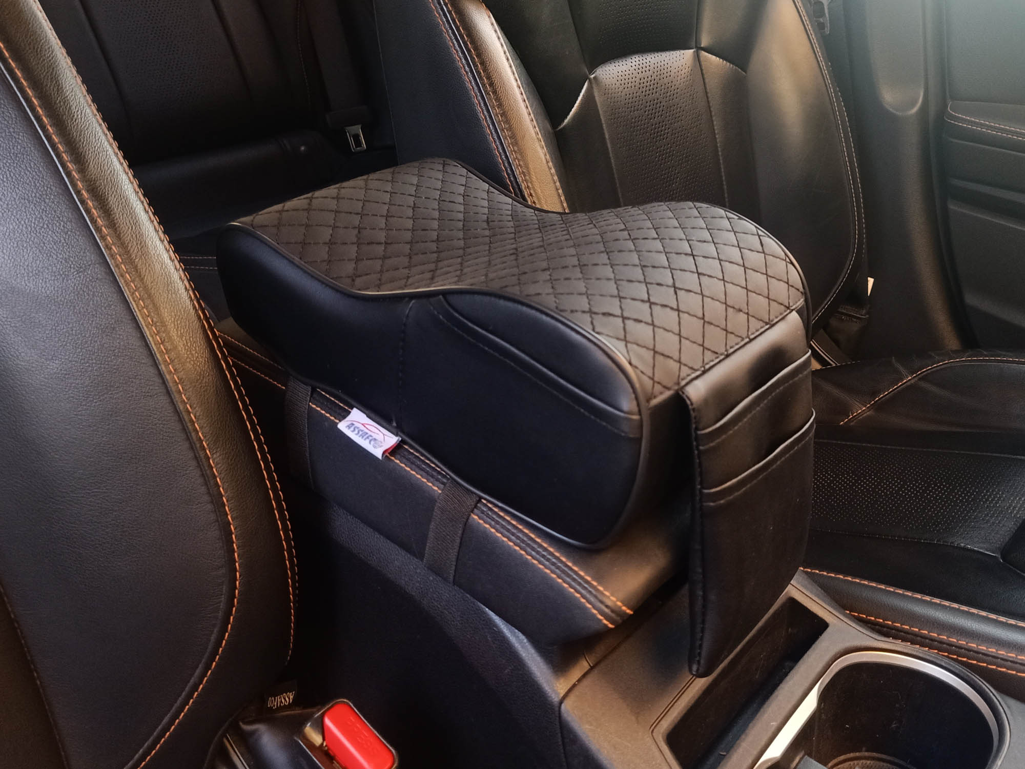 وسادة مسند ذراع السيارة المصنوعة من الجلد من عسافكو  بتصميم مربع من الإسفنج