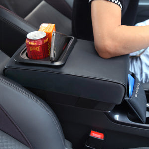 Assafco car Armrest Box Cover with Cup Holder & Phone Holder, Waterproof Leather Arm Rest Protector Cushion