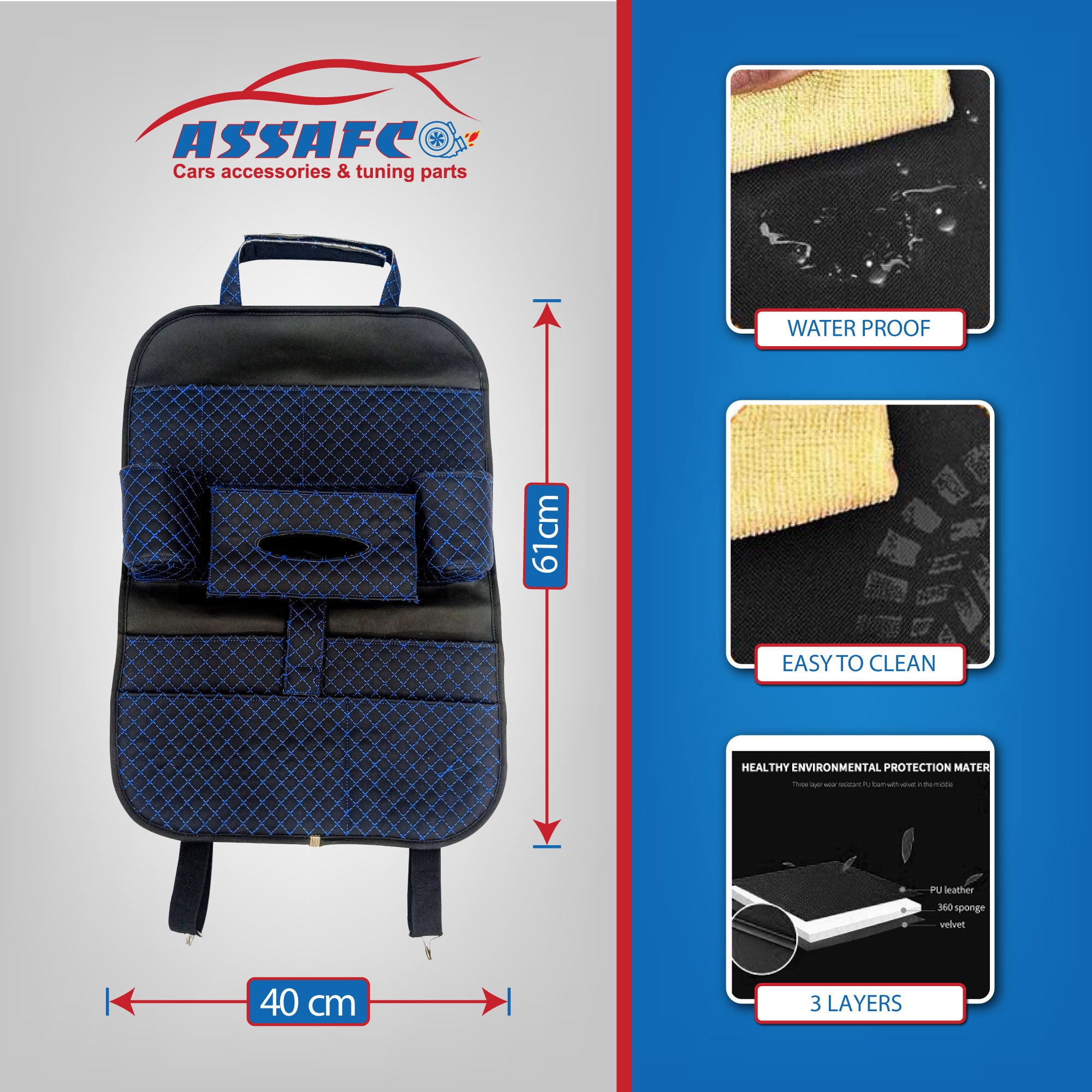 ASSAFCO Leather Car Backseat Organizer