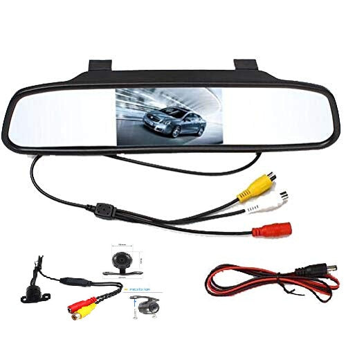 شاشة TFT LCD مقاس 4.3 بوصة لمرآة الرؤية الخلفية للسيارة + كاميرا خلفية 