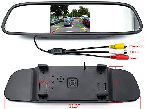 شاشة TFT LCD مقاس 4.3 بوصة لمرآة الرؤية الخلفية للسيارة + كاميرا خلفية 