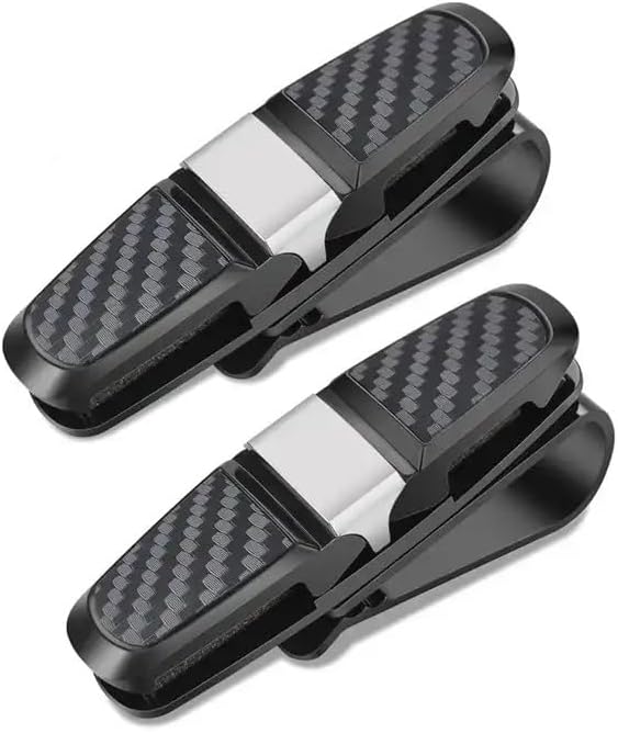 2PCS Glasses Holders for Car Sun Visor, Glasses Clip Organizer, Sunglasses Eyeglasses Mount with Ticket Card
