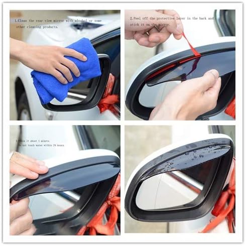 2 Pcs Rear View Mirror visor Side Mirror Rain Guard Carbon Fiber Mirror Rain Visor Smoke Guard Eyebrow Cover for Cars Truck SUV (black)