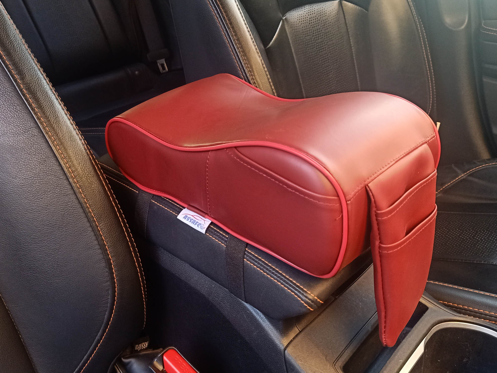 Assafco Colored Leather Car Foam Armrest Cushion