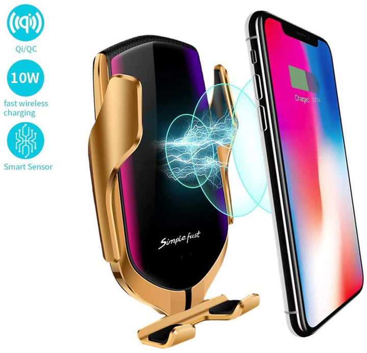 R1 Smart Sensor Car Wireless Charger & Holder - Gold