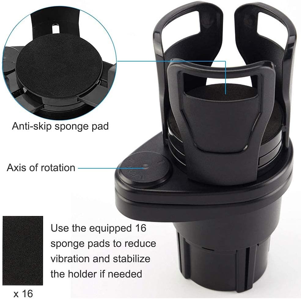 2-in-1 Cup Holder Expander Adapter with Rotating Adjustable Base