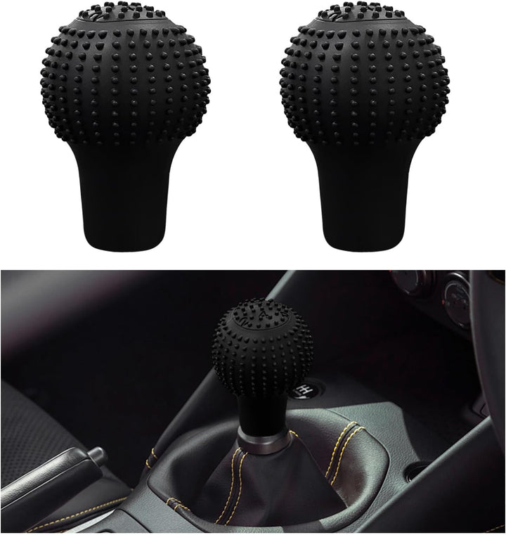 Elastic Silicone Car Shift Knob Protector Cover with Massage Design for Round Knob