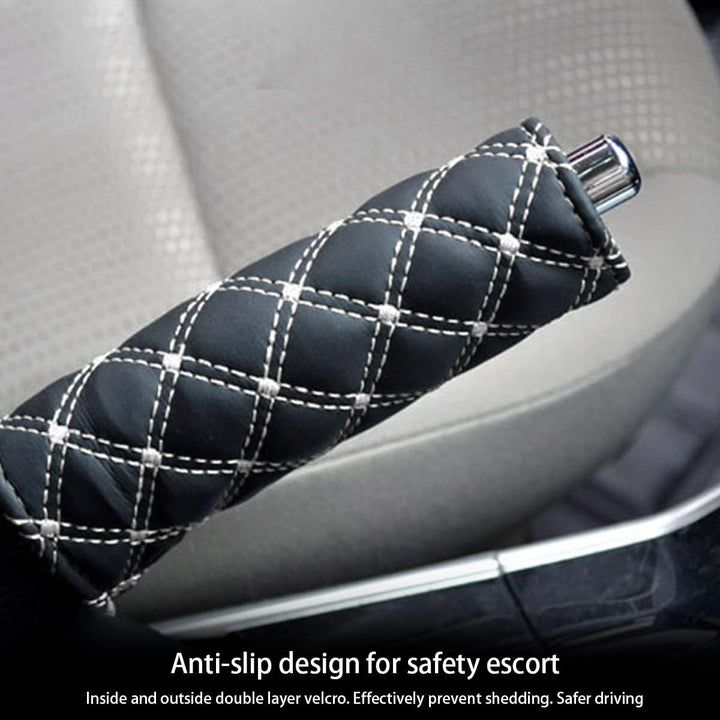 Set Car Handbrake Shift Gear Knob Cover, Leather Breathable Soft Handbreak Protect