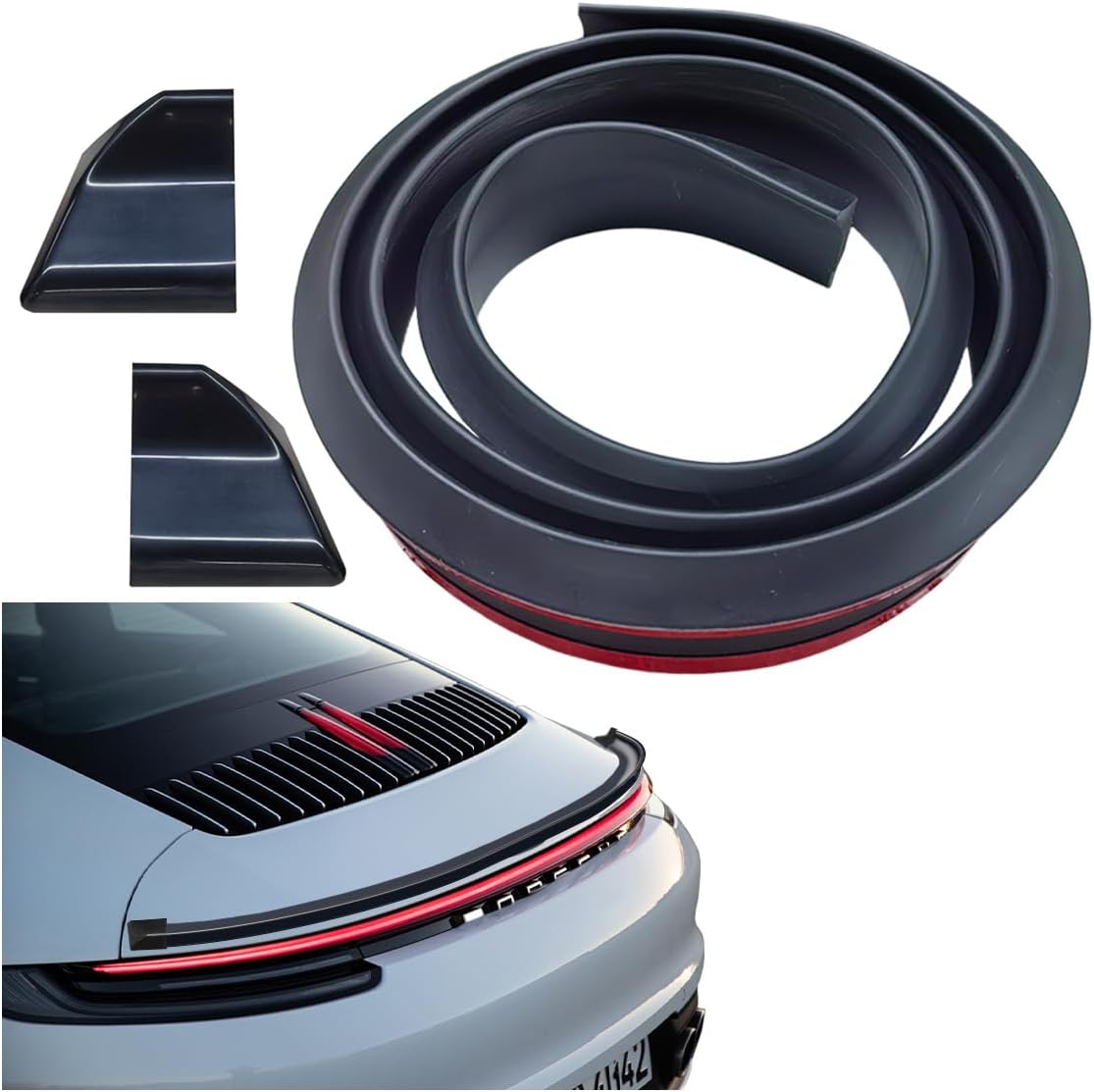 شريط مطاطي لشفة جناح صندوق السيارة أسود غير لامع عالمي بطول 1.5 متر لمعظم السيارات