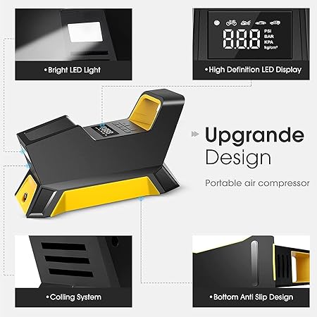 CARSUN C-1809 Digital Car Tire Inflator Cordless Air Pump 150PSI Electric Portable Air Compressor with LED Light