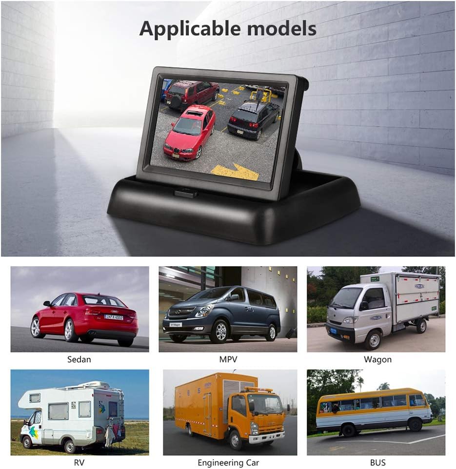 Car 4.3 Inch Small Mini Digital Flip Down Foldable Monitor Screen