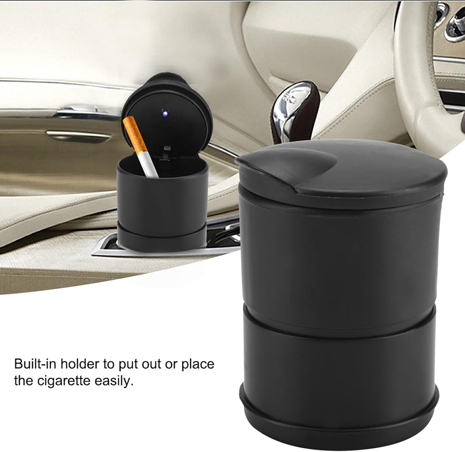 LED Lighting Portable Car Ashtray Holder Cup – Black