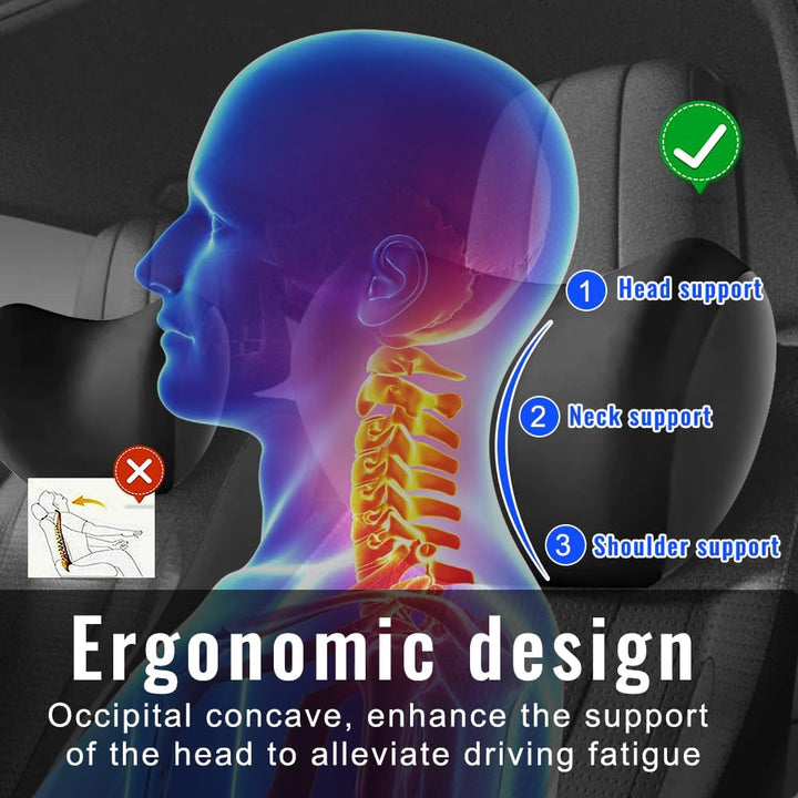 مجموعة وسائد دعم الرأس والرقبة والظهر العالمية المصنوعة من مادة الإسفنج ذو الذاكرة من أسافكو، تصميم مريح وأرغونومي.