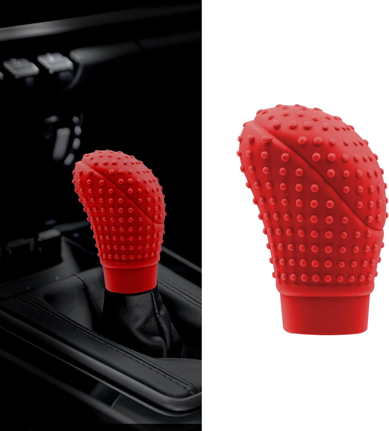 Elastic Silicone Car Shift Knob Protector Cover with Massage Design