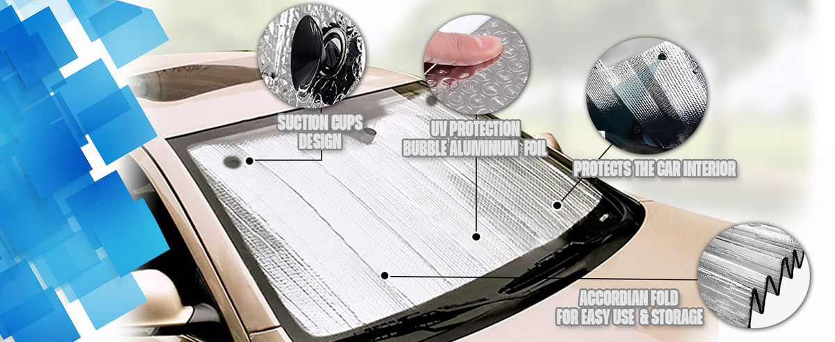 Car Front Windscreen Sunshade,Foldable Aluminium Foil,(Silver)