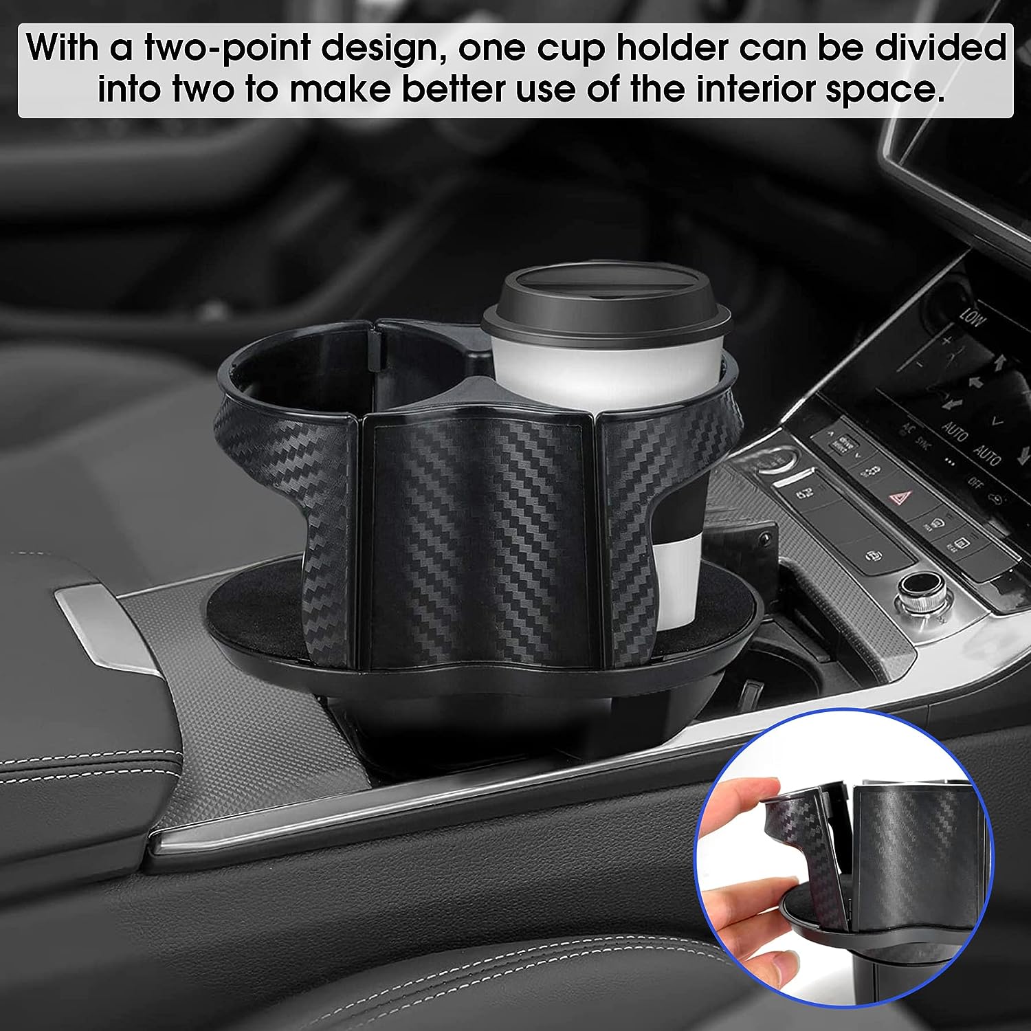 Multifunctional 2-in-1 Double Car Cup Holder Expander Adapter Organizer