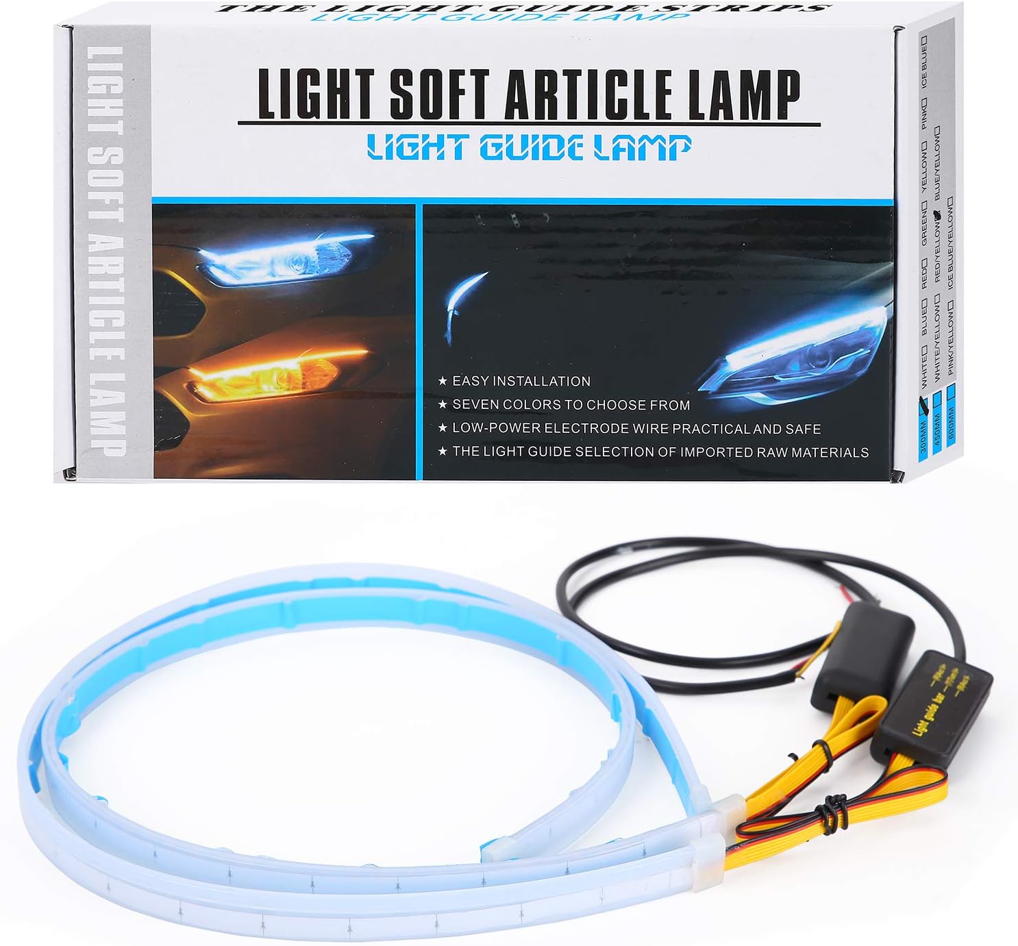 Flexible Car Led Headlight Surface Strip Dual Color 2 pcs