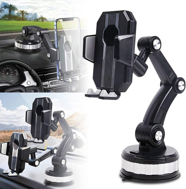 One-Button Pop-up Strong Suction Car Phone Holder for Dashboard Windshield Air Vent, 360°Adjustable Long Arm for All Phones