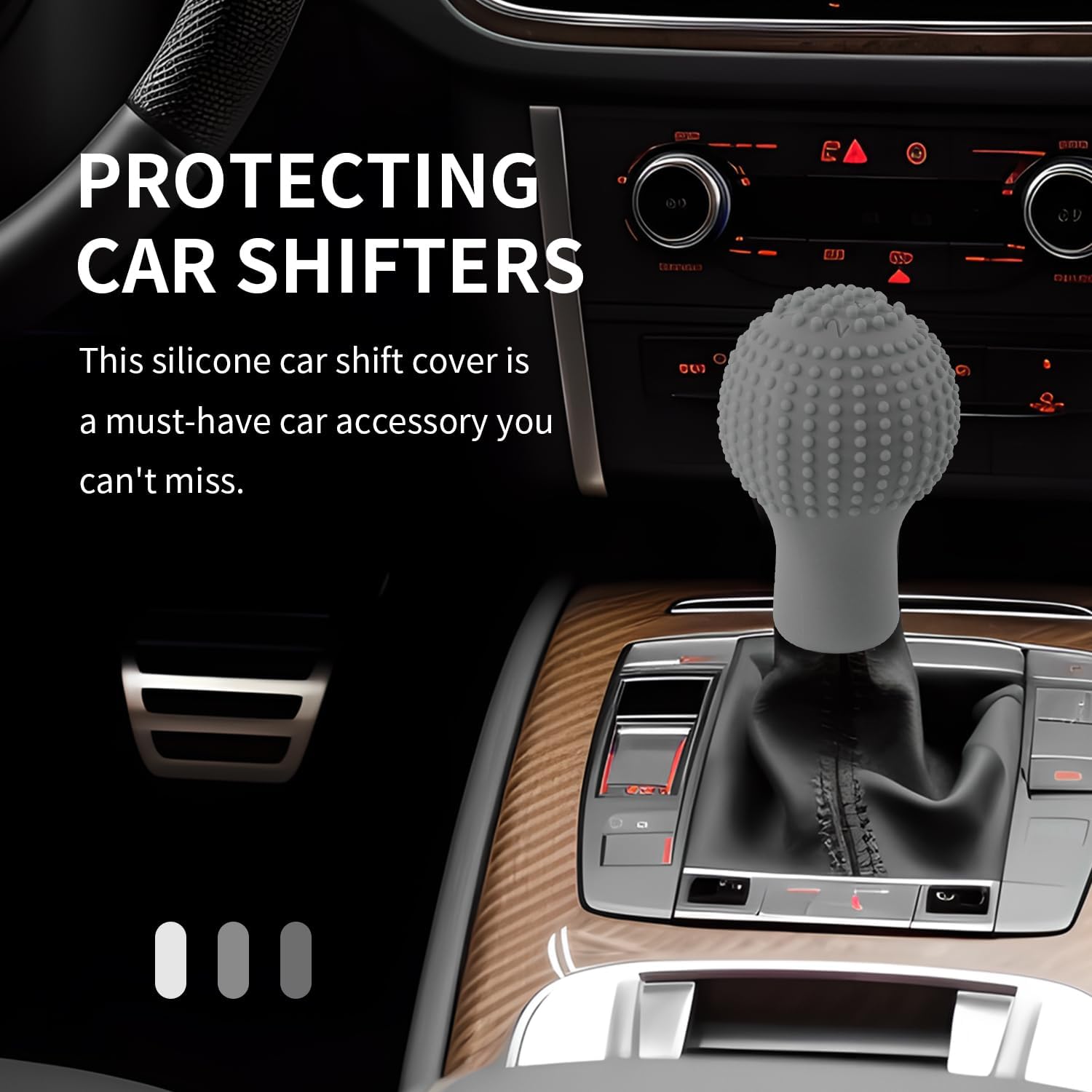 غطاء حماية مقبض ناقل الحركة للسيارة من السيليكون المرن بتصميم تدليك للمقبض الدائري 