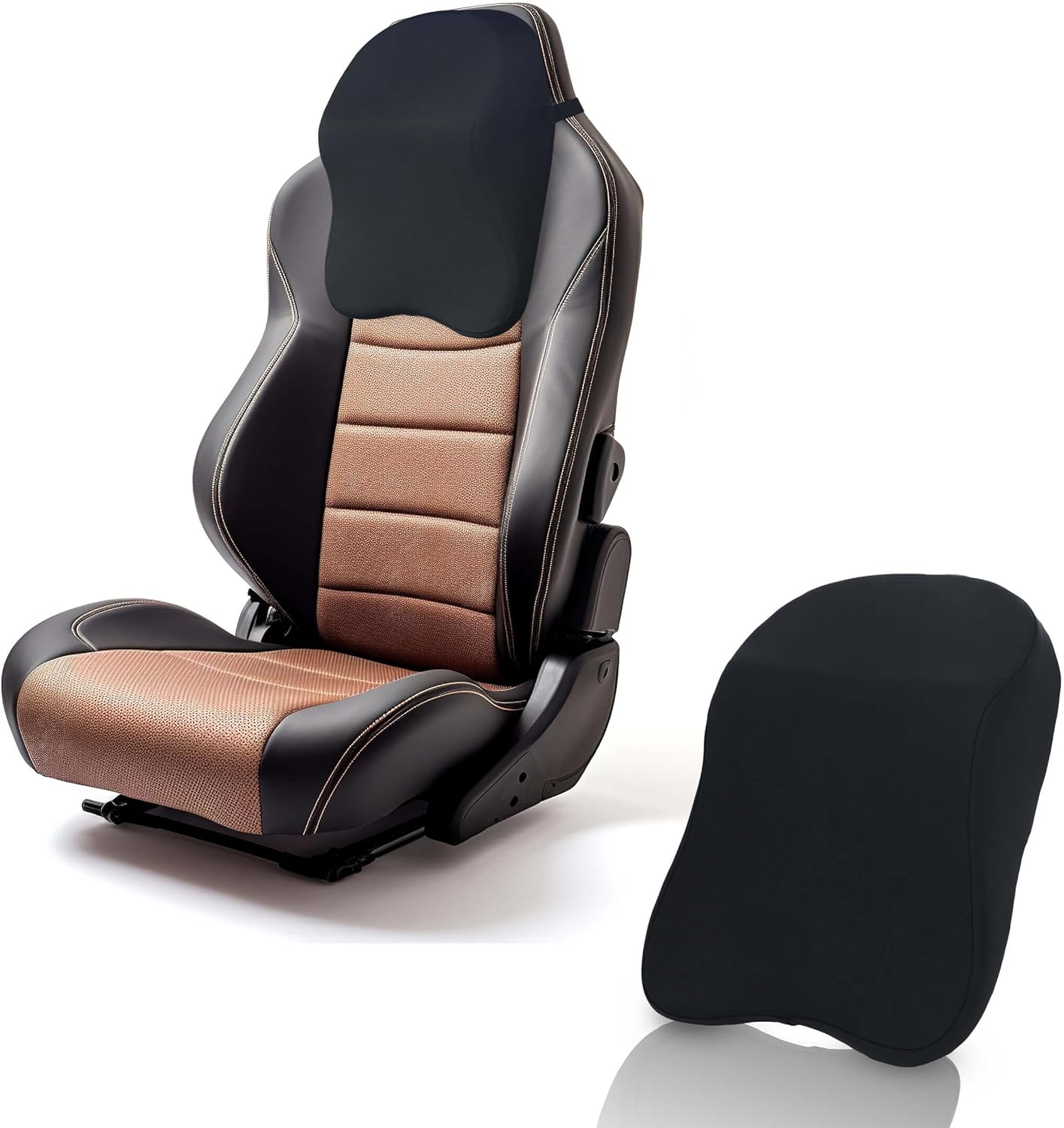 Assafco Car Headrest Pillow - Shoulder & Neck Pillow for Car Headrest w/Adjustable Strap & Clip to Secure - Memory Foam Car Neck Pillow for Driving Seat - Ergonomic Head Rest Pillow for Car Seat Neck Support