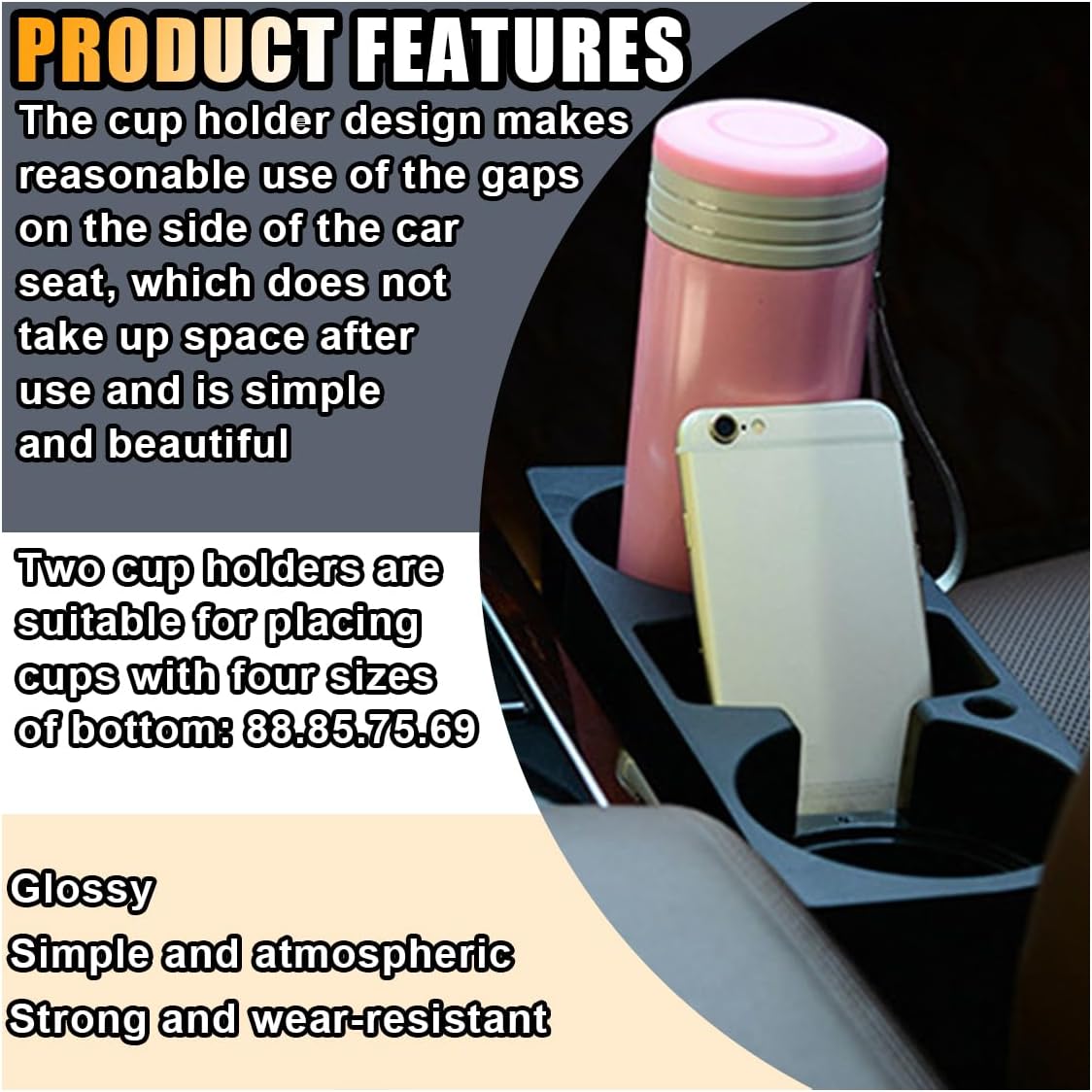 Car Valet Wedge Cup Holder - Black