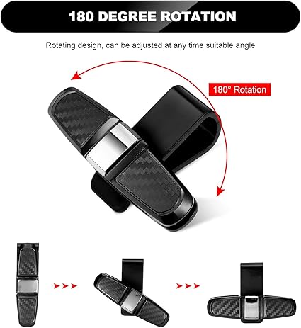 2PCS Glasses Holders for Car Sun Visor, Glasses Clip Organizer, Sunglasses Eyeglasses Mount with Ticket Card