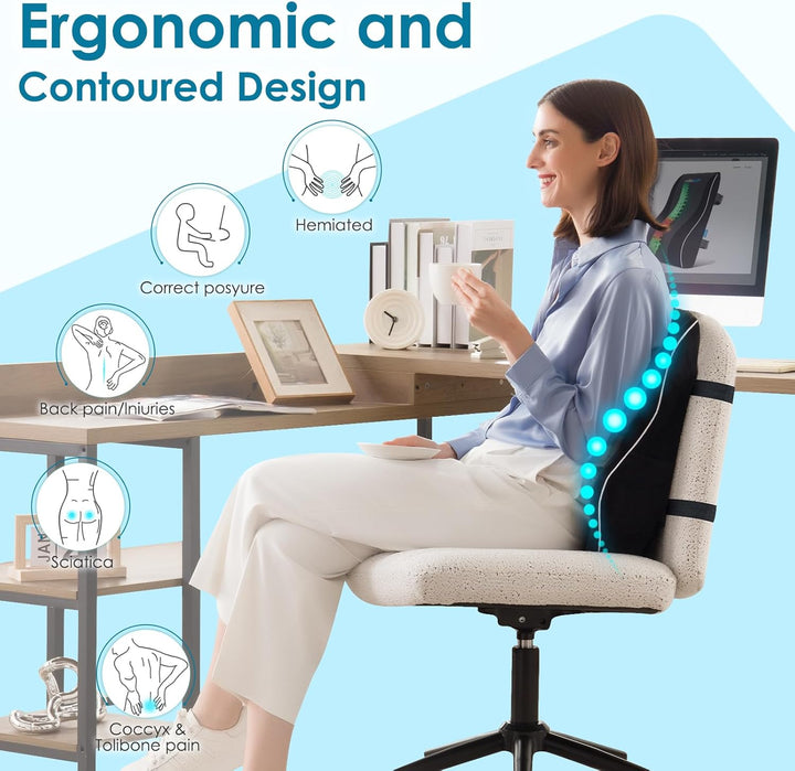 وسادة دعم أسفل الظهر من إسفنج الذاكرة من عسافكو لكرسي الكمبيوتر/المكتب، ومقعد السيارة، وكرسي الألعاب