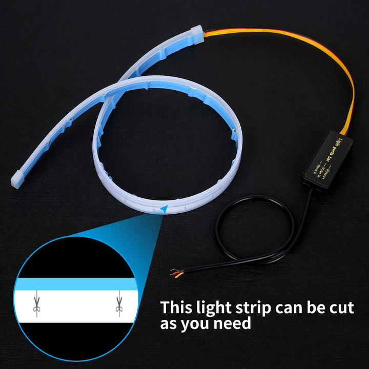 Flexible Car Led Headlight Surface Strip Dual Color 2 pcs