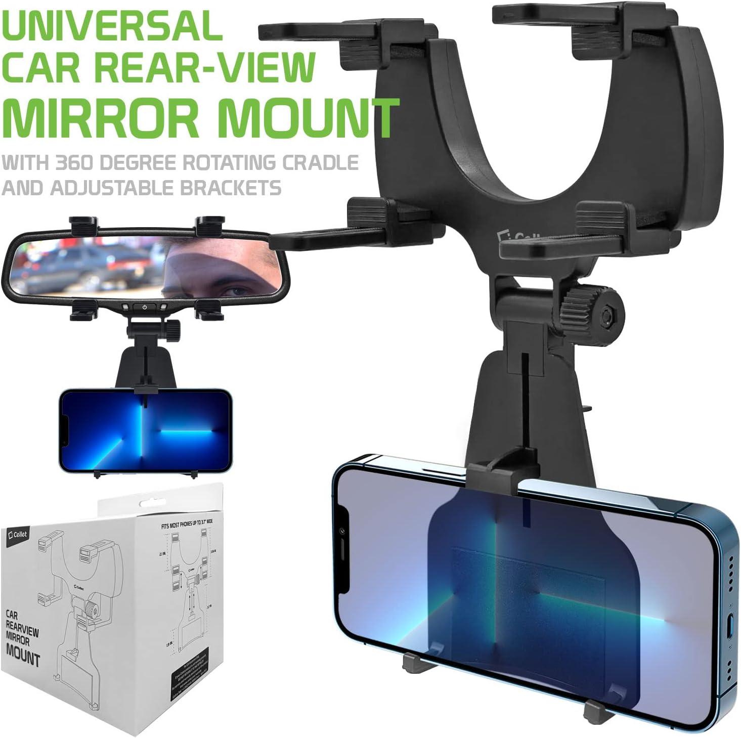 Car Rear View Mirror Mount Phone Holder