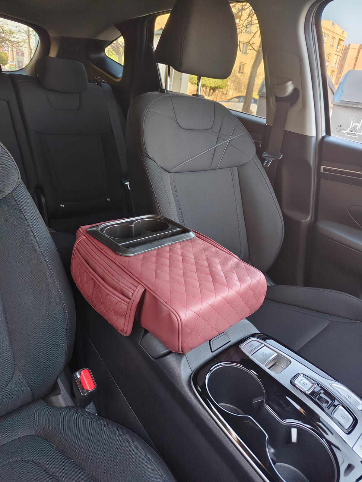 5-in-1 Universal Car Center Console Cover with Cup Holder, Upgrade Armrest Cushion for Car with Side Storage, PVC Leather Armrest Cover Pad with Phone Slot & Tissue Holder