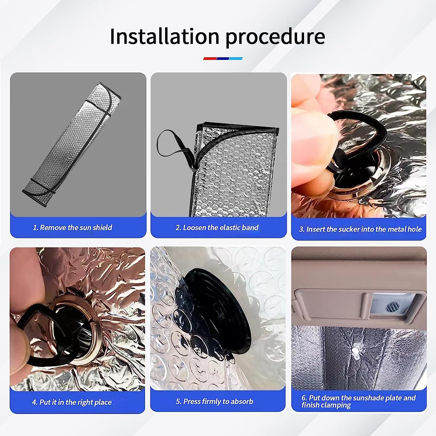 Car Front Windscreen Sunshade,Foldable Aluminium Foil,(Silver)