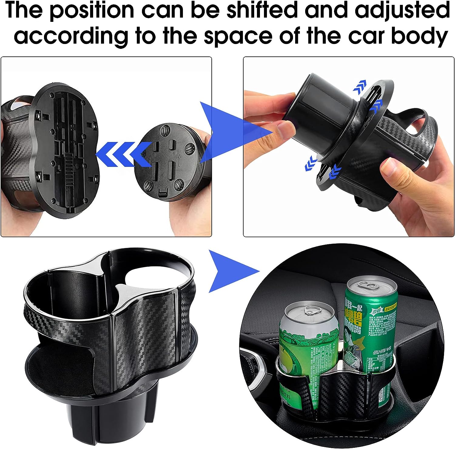 Multifunctional 2-in-1 Double Car Cup Holder Expander Adapter Organizer