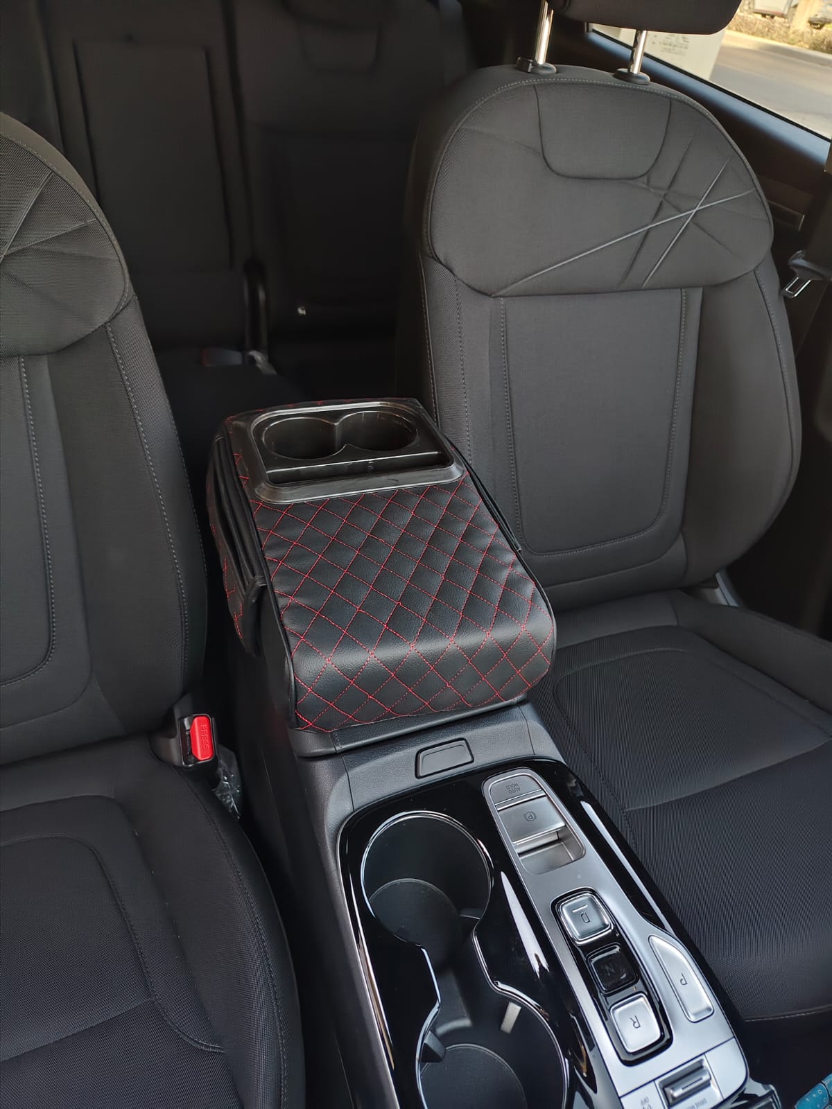 5-in-1 Universal Car Center Console Cover with Cup Holder, Upgrade Armrest Cushion for Car with Side Storage, PVC Leather Armrest Cover Pad with Phone Slot & Tissue Holder