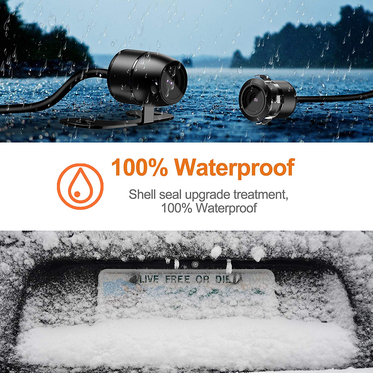 Car Reverse Backup Waterproof Camera with Dual Purpose Design