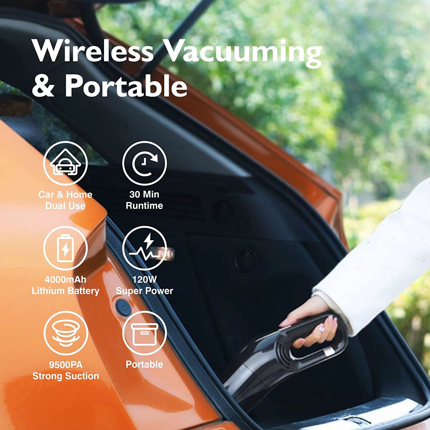 Handheld Vacuum Cordless, 26,000 Pa High Power Suction, Portable Rechargeable Car Vacuum Cleaner for Home, Pet Hair, Keyboard & Furniture, Black