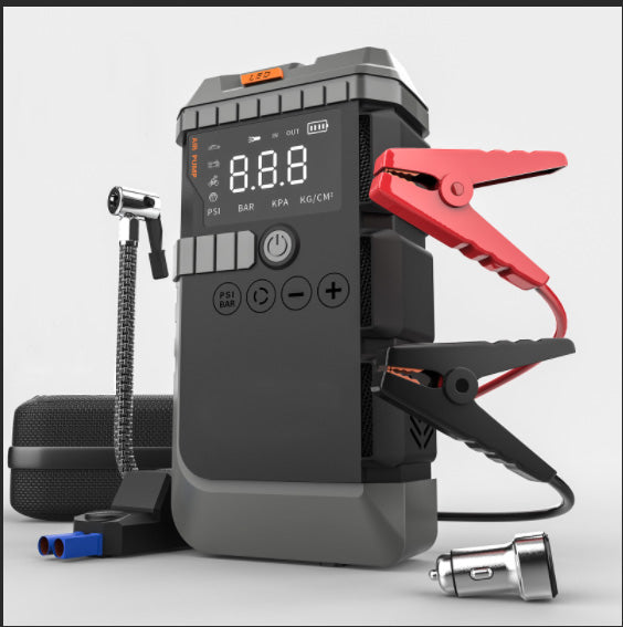 جهاز تشغيل محرك السيارة 4 في 1، 1000 أمبير، 12 فولت، شحن سريع، ضوء LED، مقاوم للشرر، شاشة رقمية، منفاخ إطارات طوارئ 150 رطل لكل بوصة مربعة