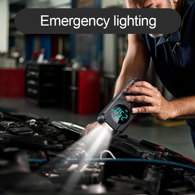 جهاز تشغيل سيارة محمول 4 في 1 بسعة 16000 مللي أمبير وقدرة 2000 أمبير | شحن سريع 45 واط، منفاخ إطارات، بنك طاقة، ومصباح