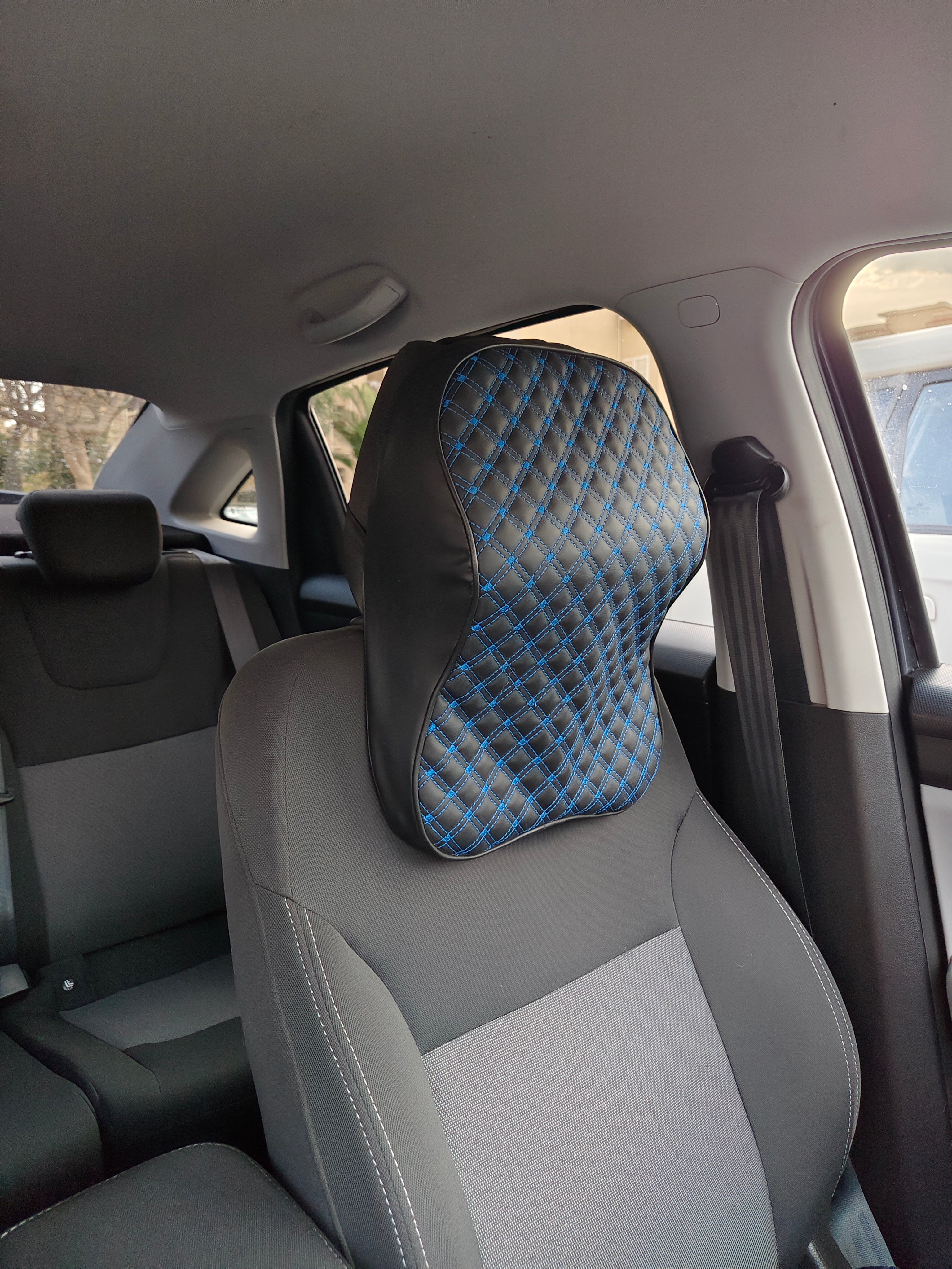 Assafco Car Headrest Pillow - Shoulder & Neck Pillow for Car Headrest w/Adjustable Strap & Clip to Secure - Memory Foam Car Neck Pillow for Driving Seat - Ergonomic Head Rest Pillow for Car Seat Neck Support