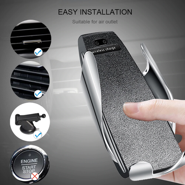 Smart Sensor Wireless Car Charger Automatic Clamping Fast Charging