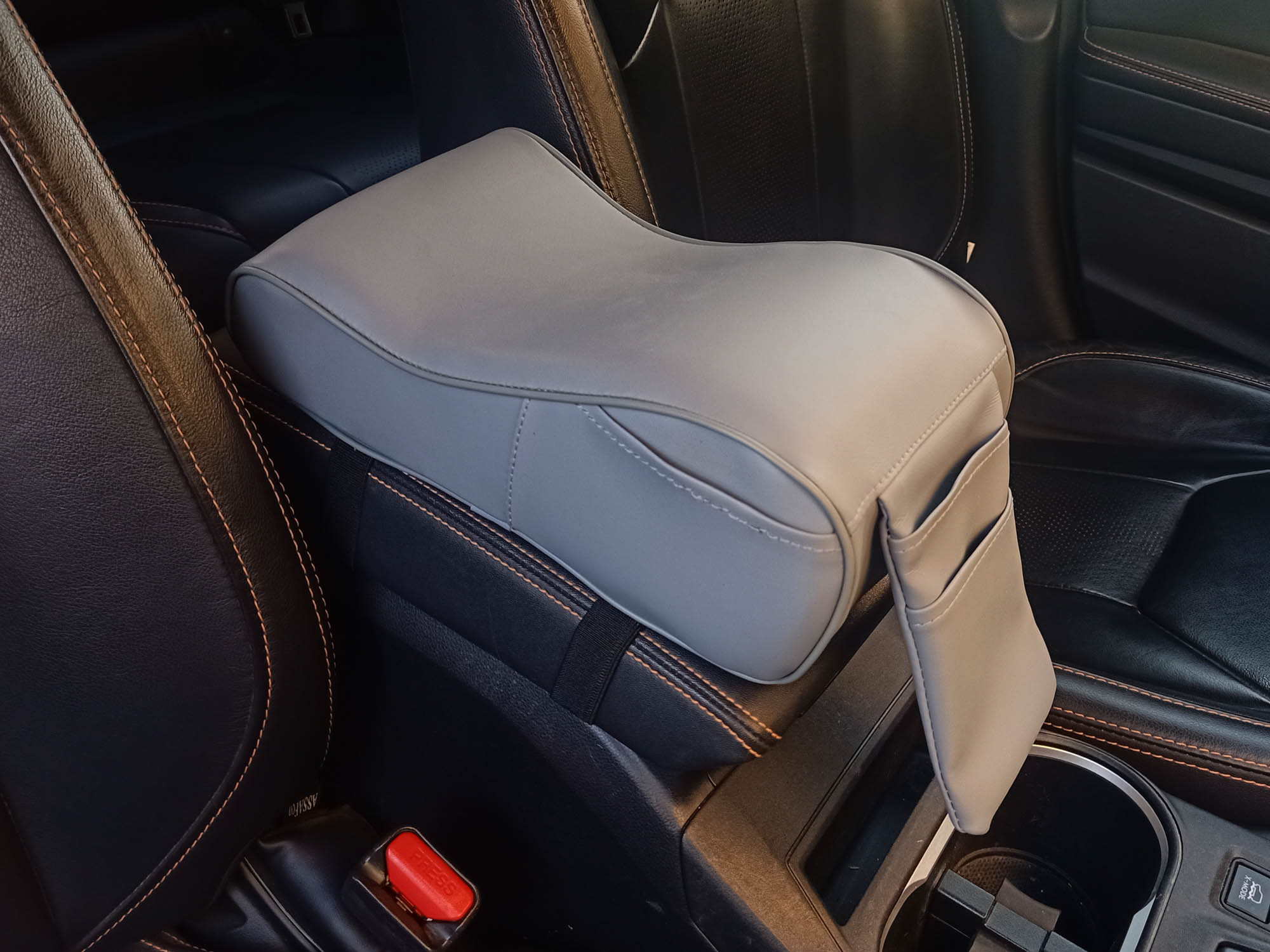 Assafco Colored Leather Car Foam Armrest Cushion
