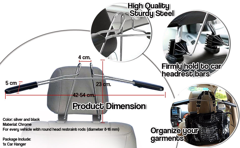 Car Coat Hanger With Headrest Restraint Rods