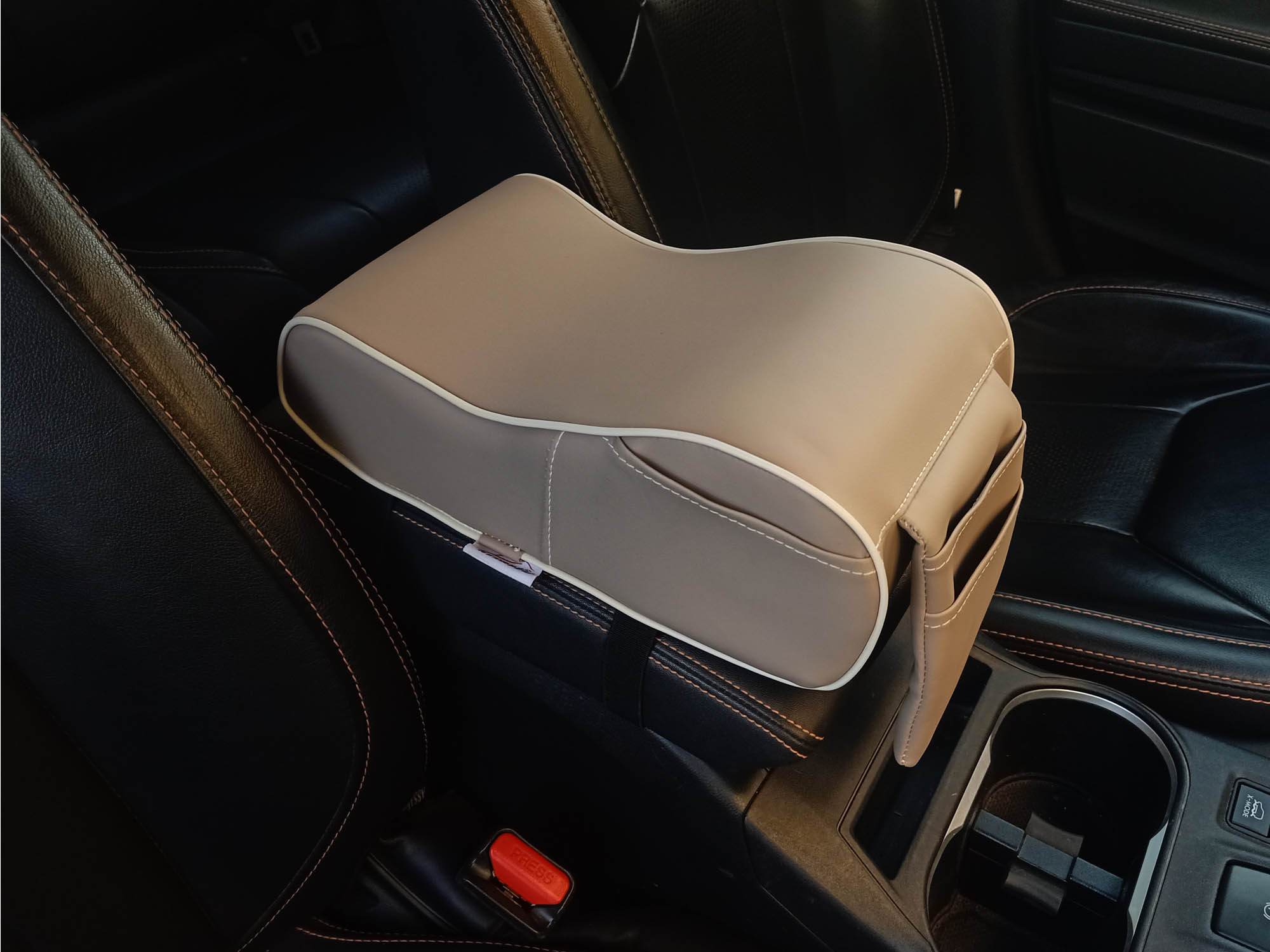 Assafco Colored Leather Car Foam Armrest Cushion